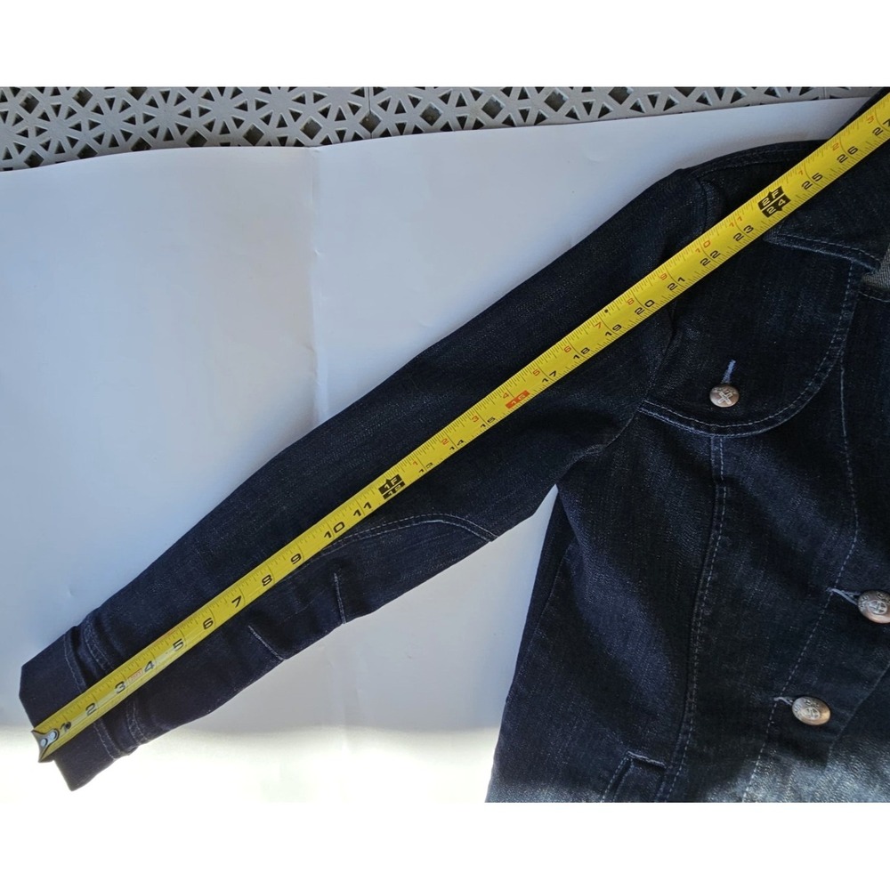 Blue Sista by DiDi Dark Blue Denim Jacket Blazer w/Side Pockets Sz M Slim Fit - Picture 12 of 12